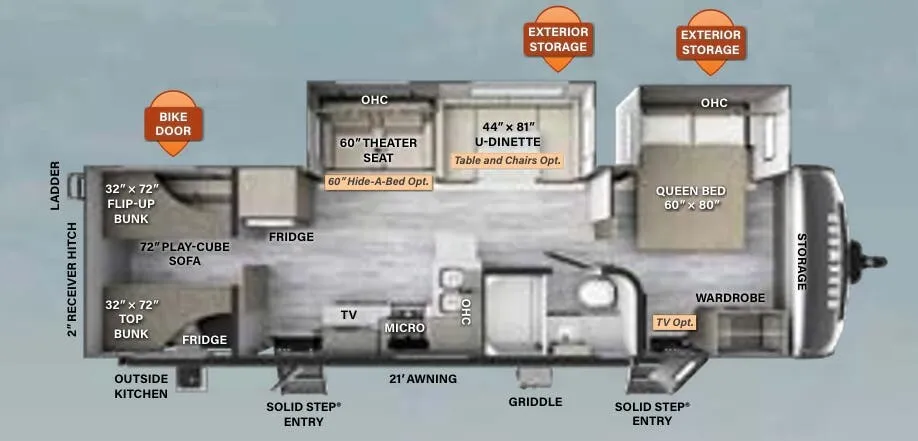 Forest River Rockwood Ultra Lite 2911BS floor plan
