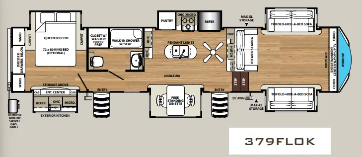 2019 Forest River Sandpiper 379FLOK floor plan