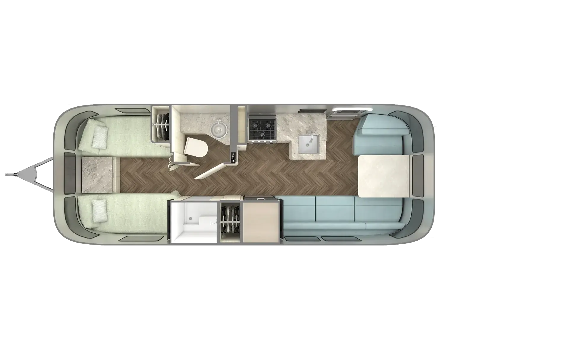 Airstream International 25FB floor plan