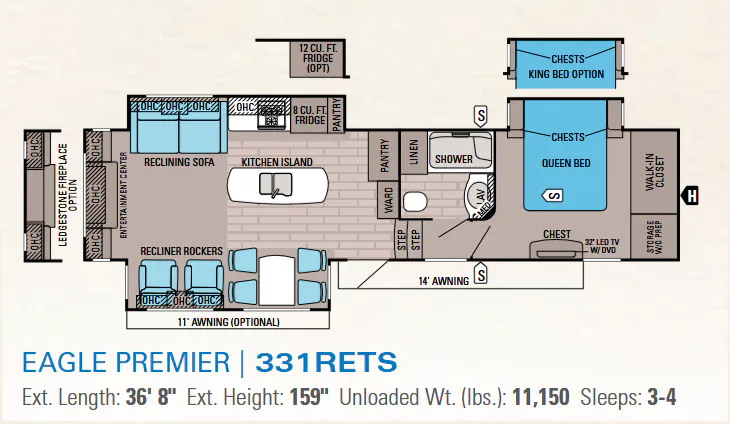 Jayco Eagle Premier 331RETS floor plan