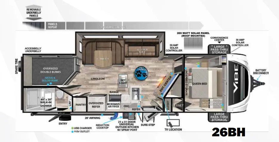 2024 Forest River Vibe 26BH - Floor plan