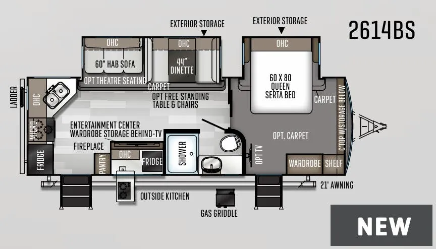 Forest River Rockwood Ultra Lite 2614BS floor plan