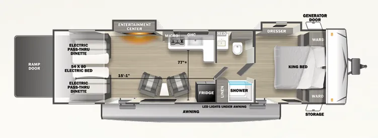 2024 Forest River Shockwave 2600RLT - Floor plan