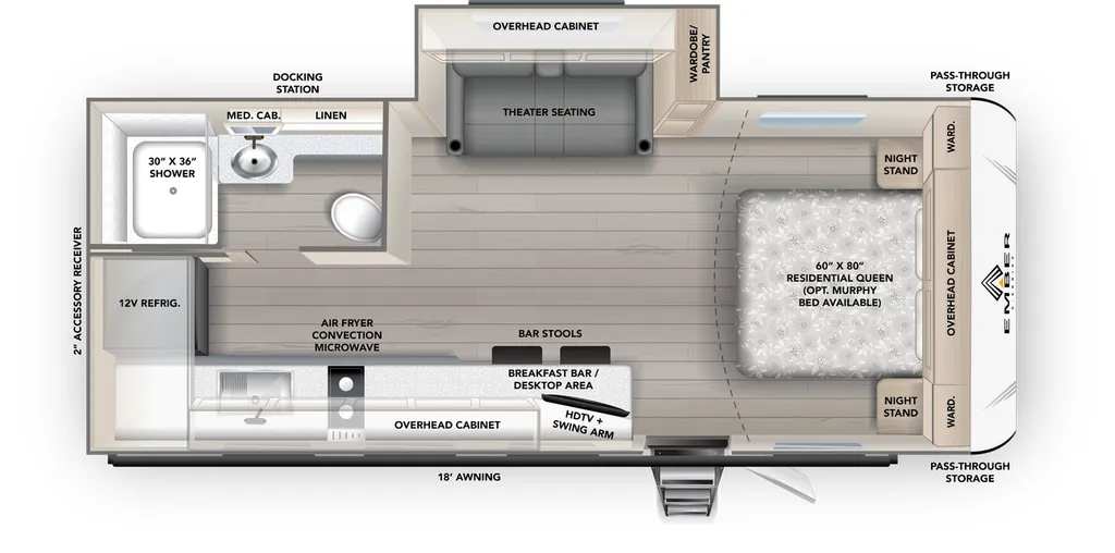 2026 Ember RV E-Series 21RKE floor plan