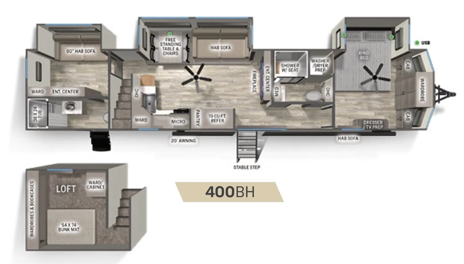 Forest River Sierra Destination 400BH floor plan