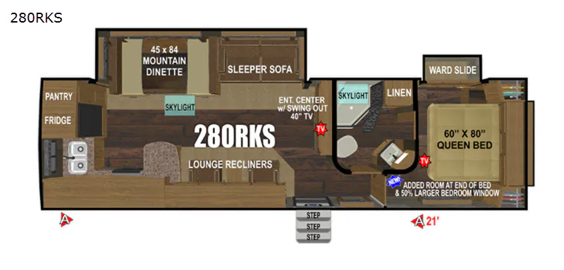 2021 Outdoors RV Blackstone Titanium Series 280RKS - Floor plan