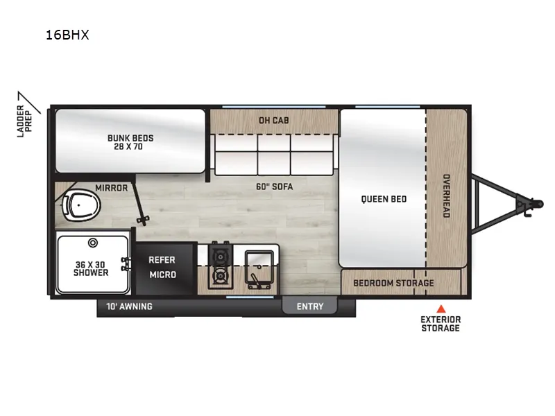 2025 Forest River Aurora 16BHX - Floor plan