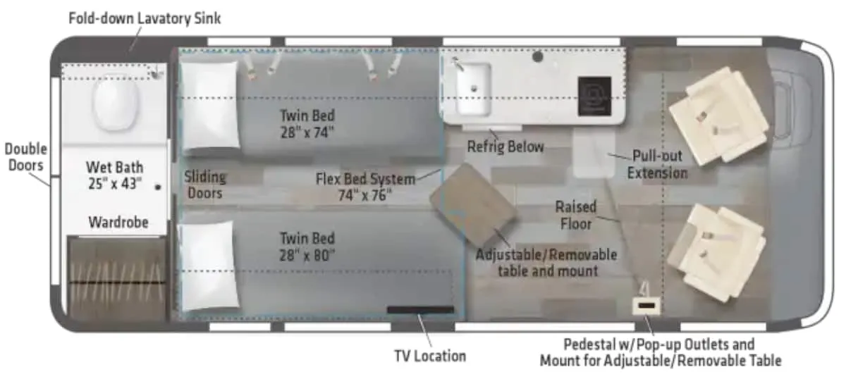 2022 Winnebago Travato 59KL - Floor plan