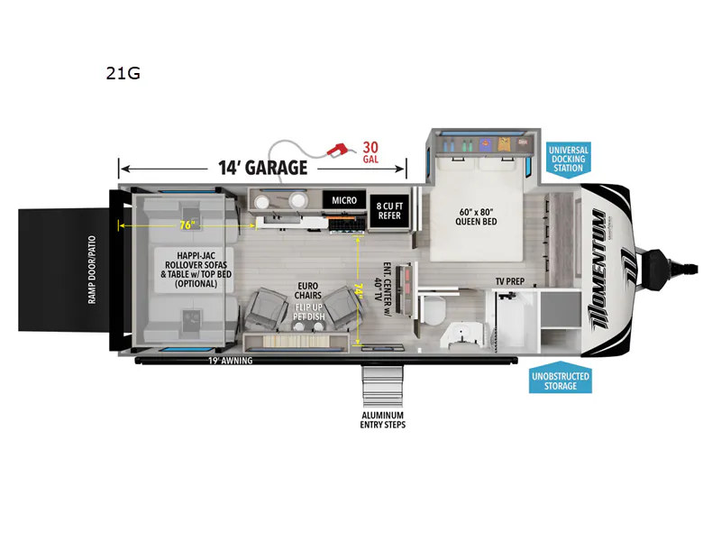 2025 Grand Design Momentum G-Class 21G floor plan