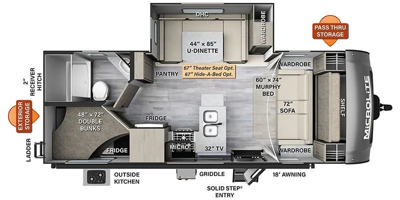 2023 Forest River Flagstaff Micro Lite 25BRDS - Floor plan