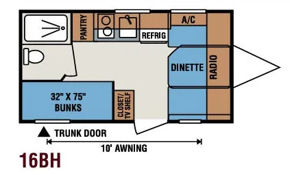 K-Z Sportsmen Classic 16BH floor plan