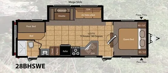 Keystone Hideout 28BHSWE floor plan