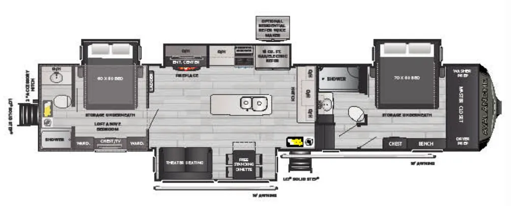Keystone Avalanche 390DS floor plan