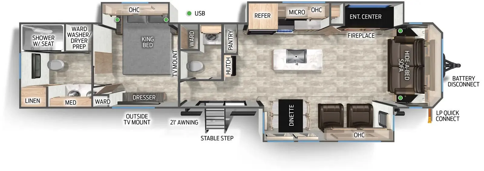 Forest River Cherokee Timberwolf Black Label 39NABL floor plan