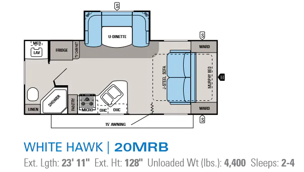 Jayco White Hawk 20MRB floor plan