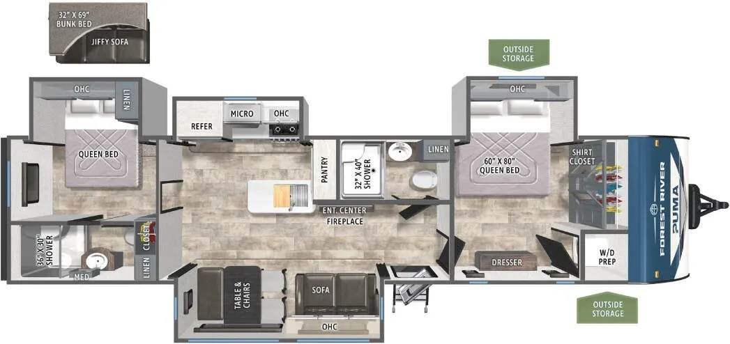 2026 Forest River Puma 340DB - Floor plan