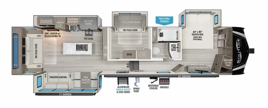 Grand Design Solitude 378MBS floor plan