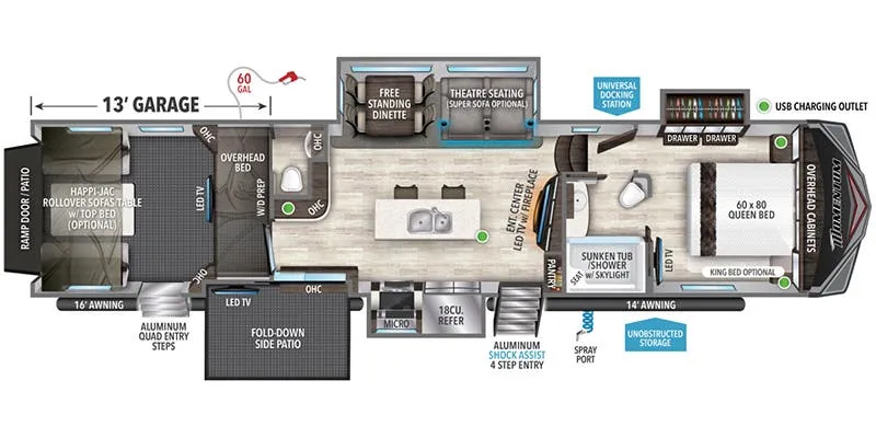 2023 Grand Design Momentum 399TH floor plan