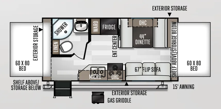 Forest River Rockwood Roo 19 floor plan