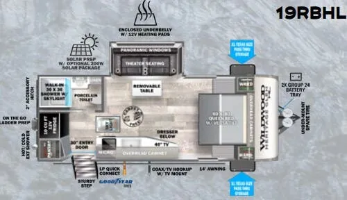 Forest River Wildwood Heritage Glen Hyper-Lyte 19RBHL floor plan