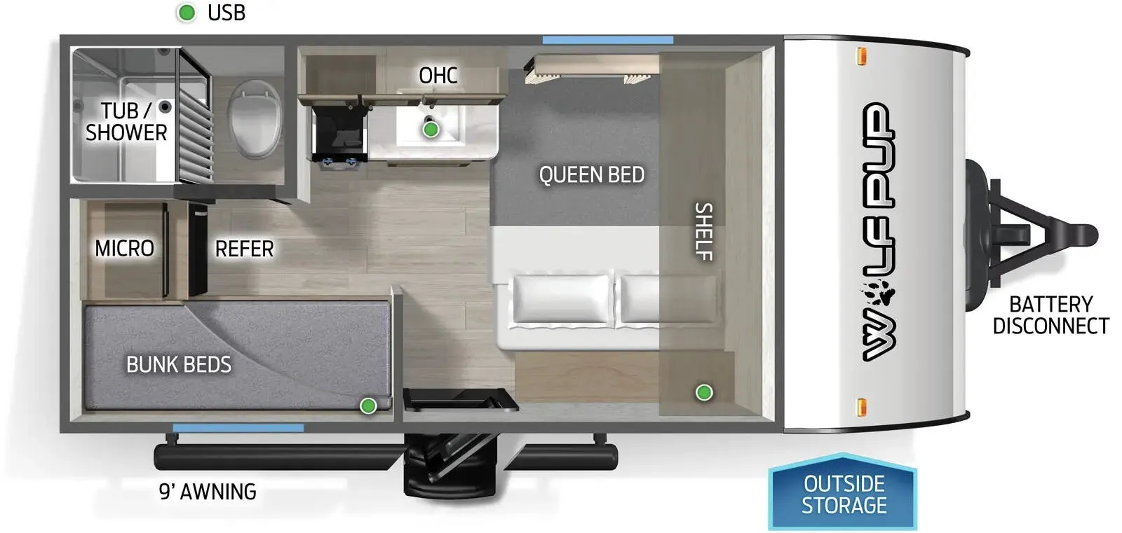 Forest River Cherokee Wolf Pup 14BHW floor plan