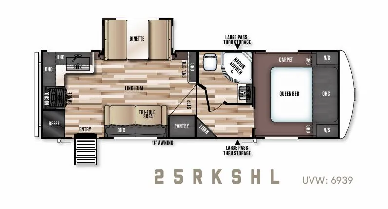 Forest River Wildwood Heritage Glen Hyper-Lyte Hemisphere 25RKSHL floor plan