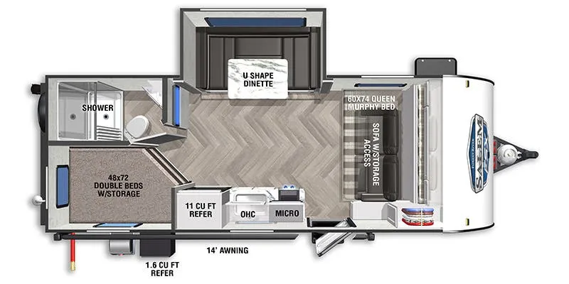 2023 Forest River Salem FSX 178BHSK - Floor plan