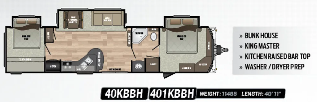 2018 Keystone Residence 401KBBH floor plan