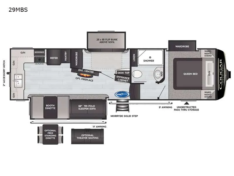 2021 Keystone Cougar Half-Ton 29MBS - Floor plan