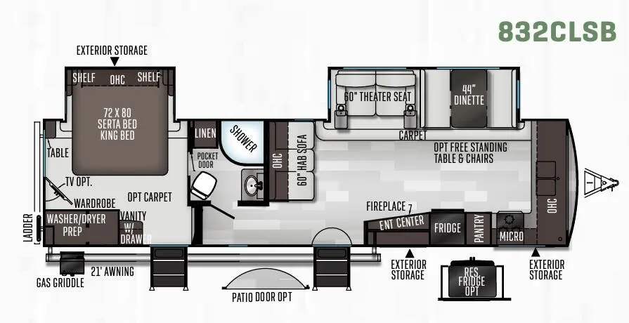 Forest River Flagstaff Classic 832CLSB floor plan
