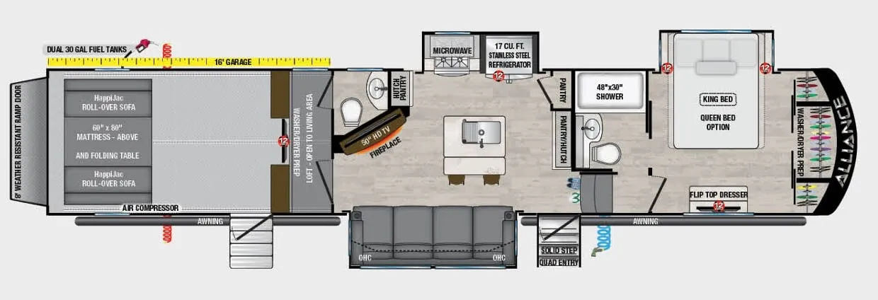 Alliance RV Valor 41V16 floor plan