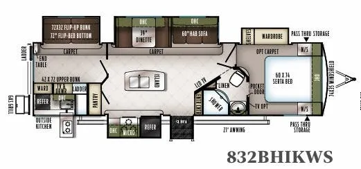 Forest River Flagstaff Classic Super Lite 832BHIKWS floor plan