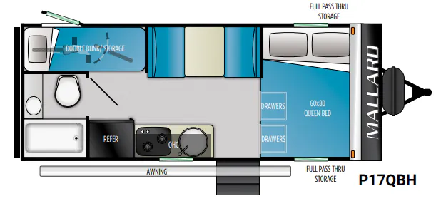 Heartland Mallard Pathfinder P17QBH floor plan