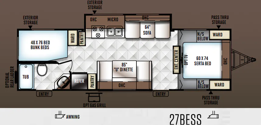 Forest River Flagstaff Super Lite 27BESS floor plan