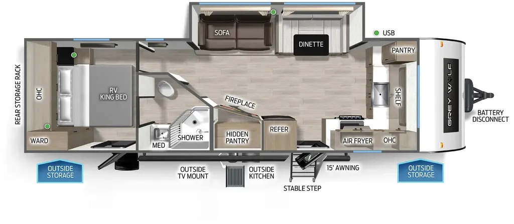 2027 Forest River Cherokee Grey Wolf 27GH floor plan