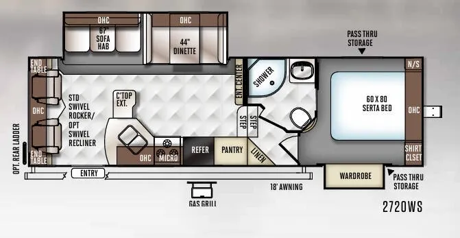 Forest River Rockwood Ultra Lite 2720WS floor plan