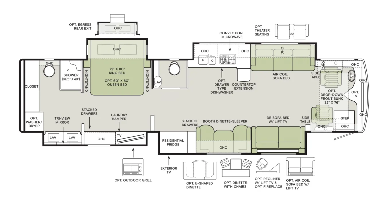 2026 Tiffin Phaeton 40 IH - Floor plan