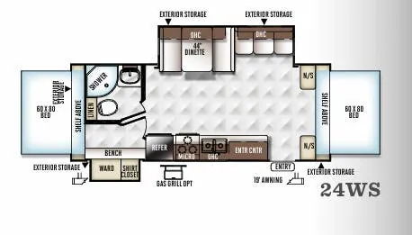 Forest River Flagstaff Shamrock 24WS floor plan