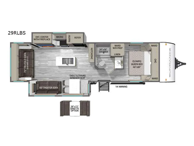 2026 Heartland Sundance Ultra-Lite 29RLBS - Floor plan
