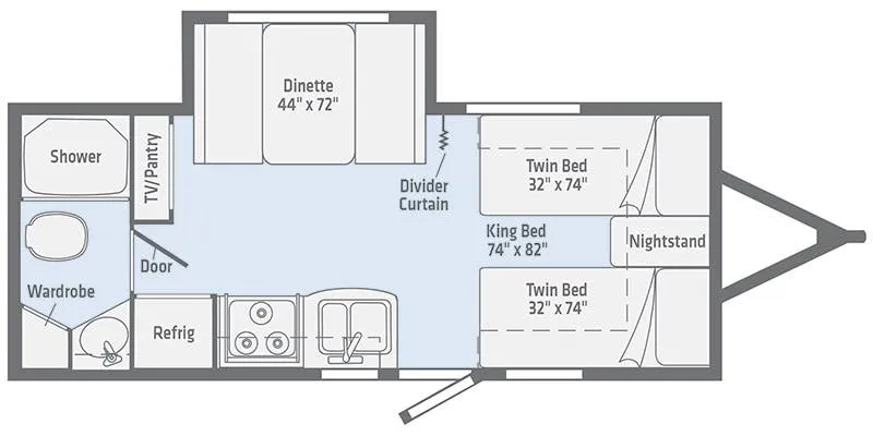 2021 Winnebago Micro Minnie 2108TB floor plan