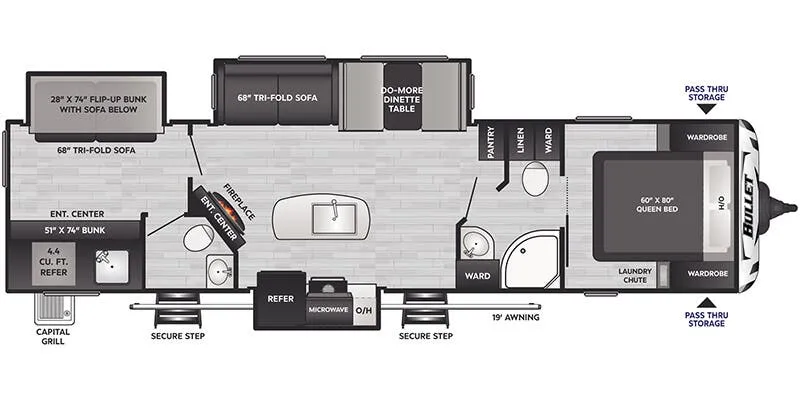 Keystone Bullet East 330BKQ floor plan