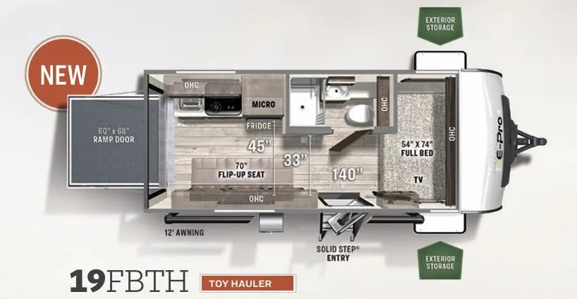 Forest River Flagstaff E-Pro 19FBTH floor plan