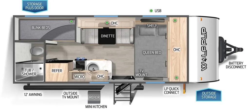 2025 Forest River Cherokee Wolf Pup Black Label 16BHSBL floor plan