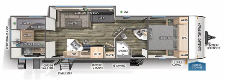Forest River Cherokee Grey Wolf 29TE floor plan