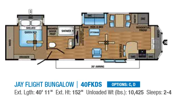 Jayco Jay Flight Bungalow 40FKDS floor plan