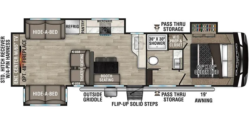 K-Z Durango Half-Ton D290RLT floor plan