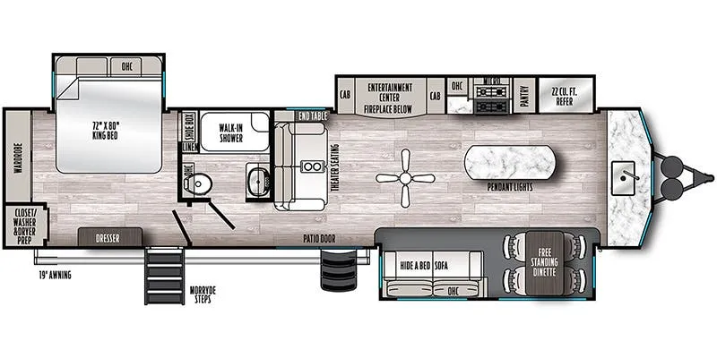 Forest River Sandpiper Destination 402FK floor plan
