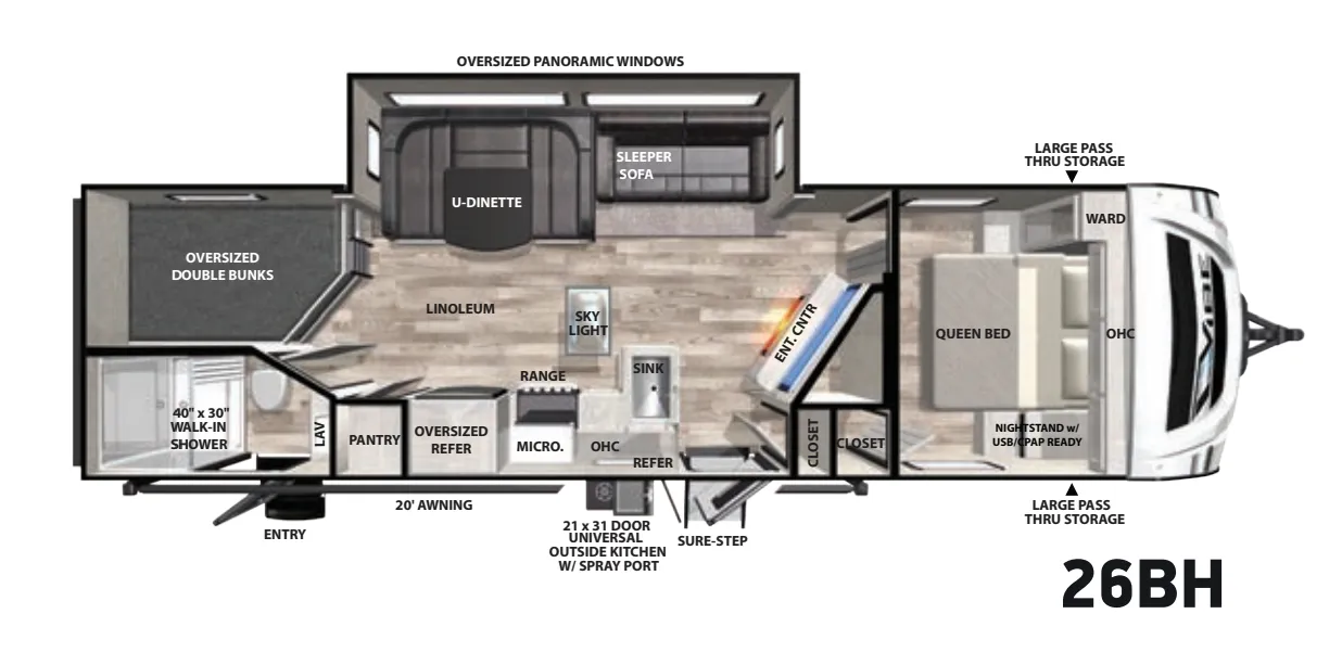 Forest River Vibe 26BH floor plan
