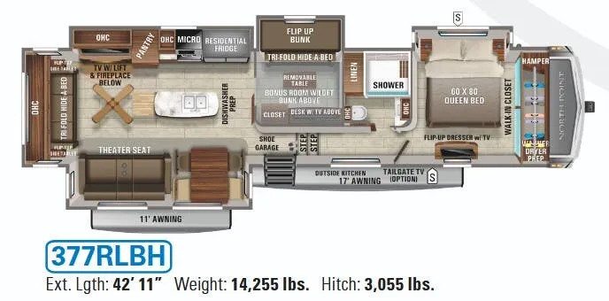 Jayco North Point 377RLBH floor plan