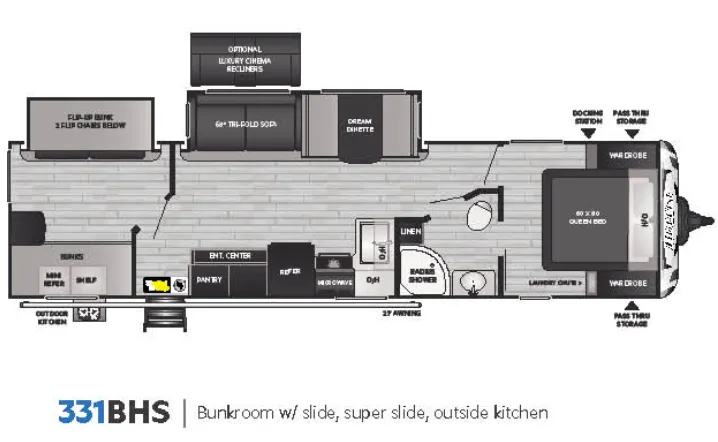 Keystone Bullet 331BHS floor plan